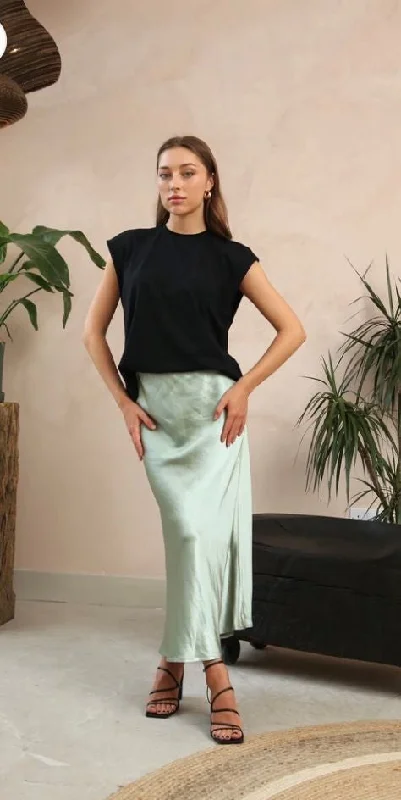 Sage Satin Skirt athletic skirt fit