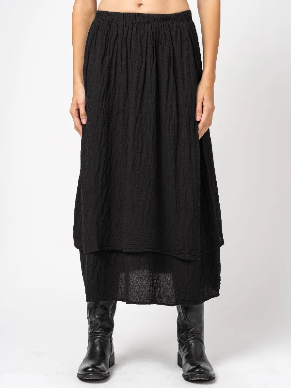 Two-layer skirt with elastic waist chiffon skirt airy