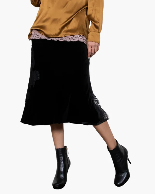 VELVET BRIGITTE SKIRT IN BLACK velvet skirt luxury