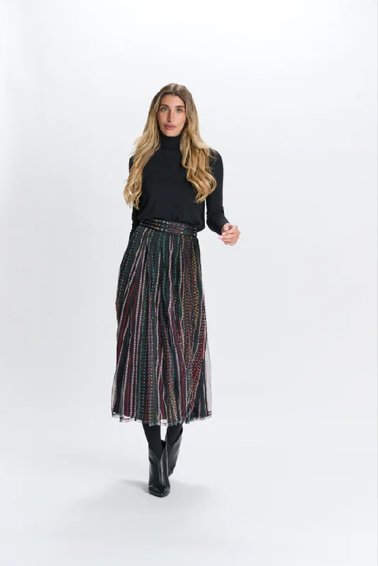 VERTICAL PLEATED MESH SKIRT cashmere skirt fine