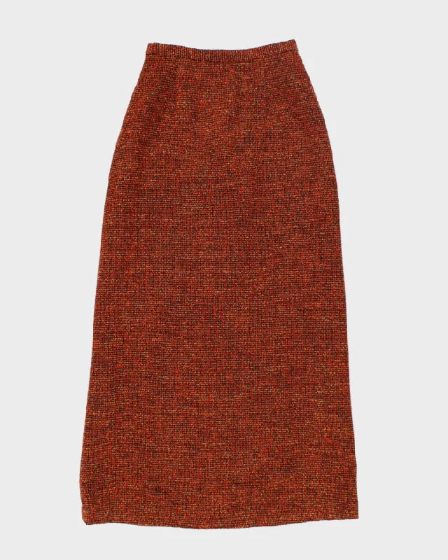 Vintage 1990s Orange Wool Maxi Skirt - XS corduroy skirt durable