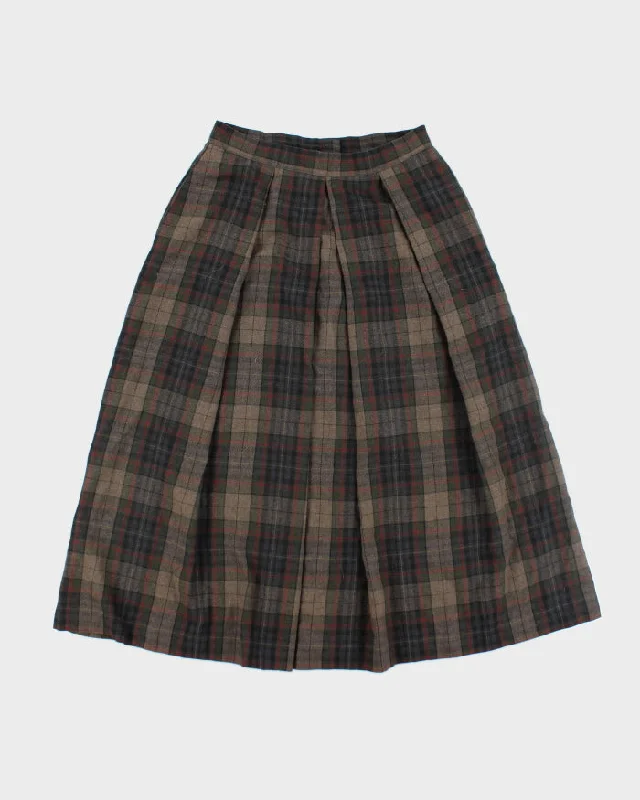 Vintage Snazzie Wool Blend Checked Skirt - S flowy skirt hem