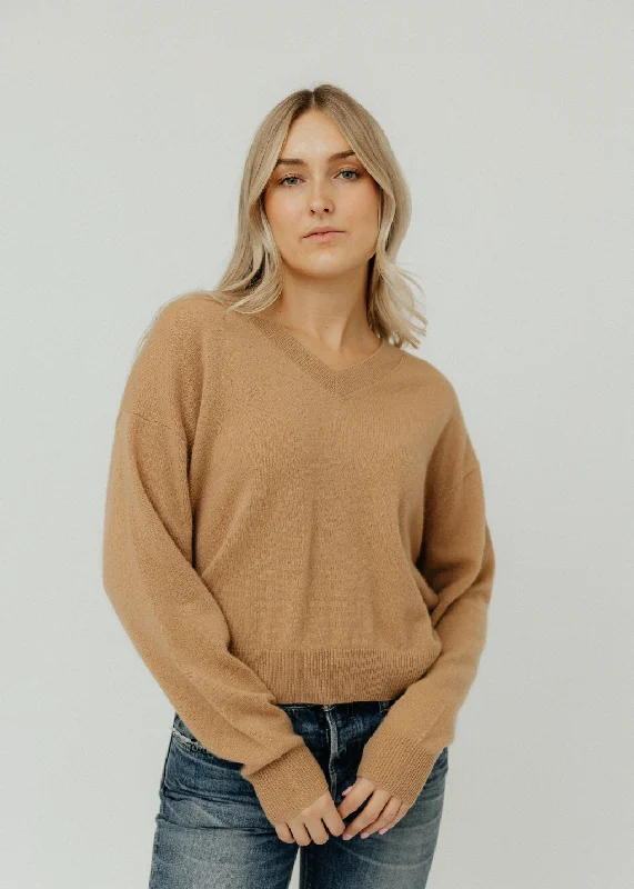 CRUSH Cashmere Malibu V 2.0 Sweater in Camel Elegant Classic Vintage