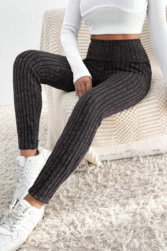 FZ Women's Wide Waistband Ribbed Textured Knit Leggings Elegant Embellished Leggings FZ Women's Wide Waistband Ribbed Textured Knit Leggings Elegant Embellished Leggings
