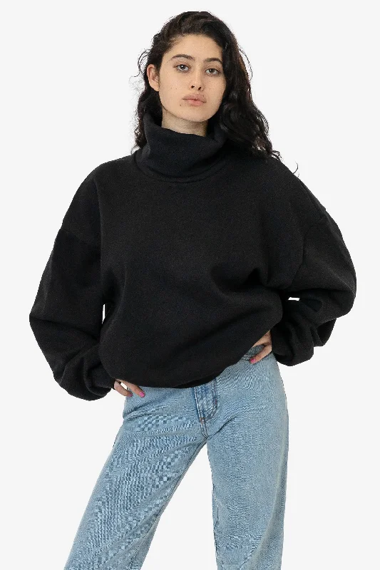 HF-313 - Heavy Fleece Oversized Turtleneck Sweater with Contrast Rib Mesh Sweater Canvas Denim HF-313 - Heavy Fleece Oversized Turtleneck Sweater with Contrast Rib Mesh Sweater Canvas Denim