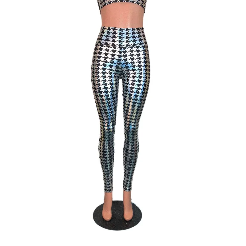 SALE - SMALL ONLY - Houndstooth Holographic Leggings Pants Stylish Everyday Leggings SALE - SMALL ONLY - Houndstooth Holographic Leggings Pants Stylish Everyday Leggings
