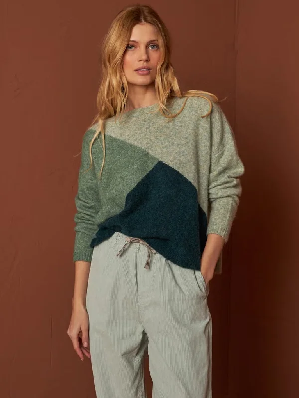 Indi & Cold Colour Block Sweater in Verde Rayon Fabric Velvet Fabric Corduroy Fabric Indi & Cold Colour Block Sweater in Verde Rayon Fabric Velvet Fabric Corduroy Fabric