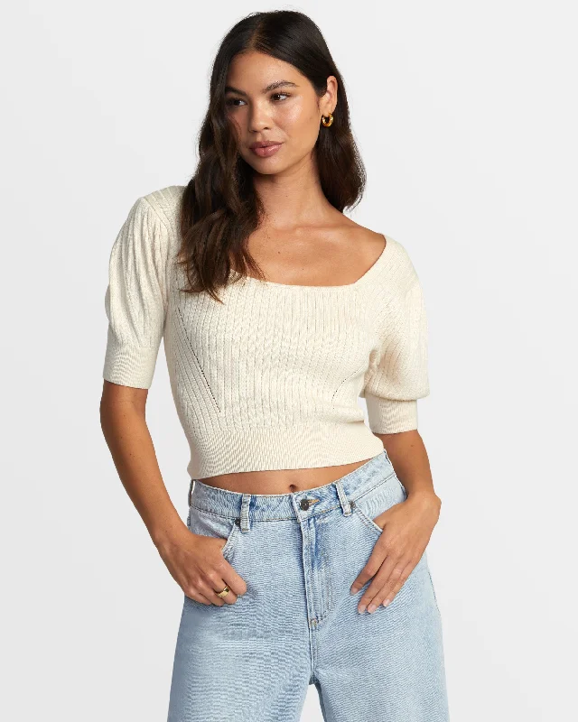 Kathryn Sweater - Latte Denim Fabric Leather Fabric Suede Fabric