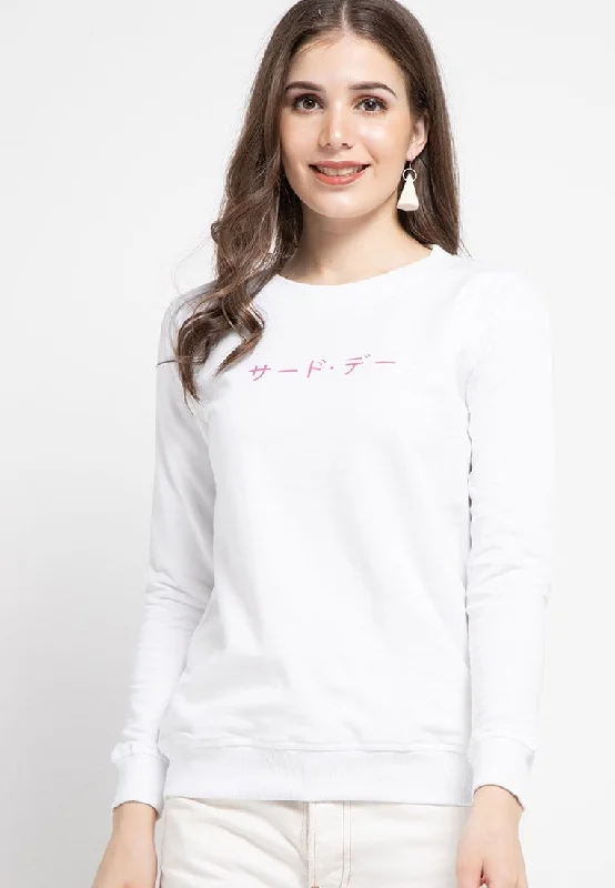 LO004 Third Day Thirdday sweater casual wanita dateng katakana putih Elegant Classic Vintage LO004 Third Day Thirdday sweater casual wanita dateng katakana putih Elegant Classic Vintage