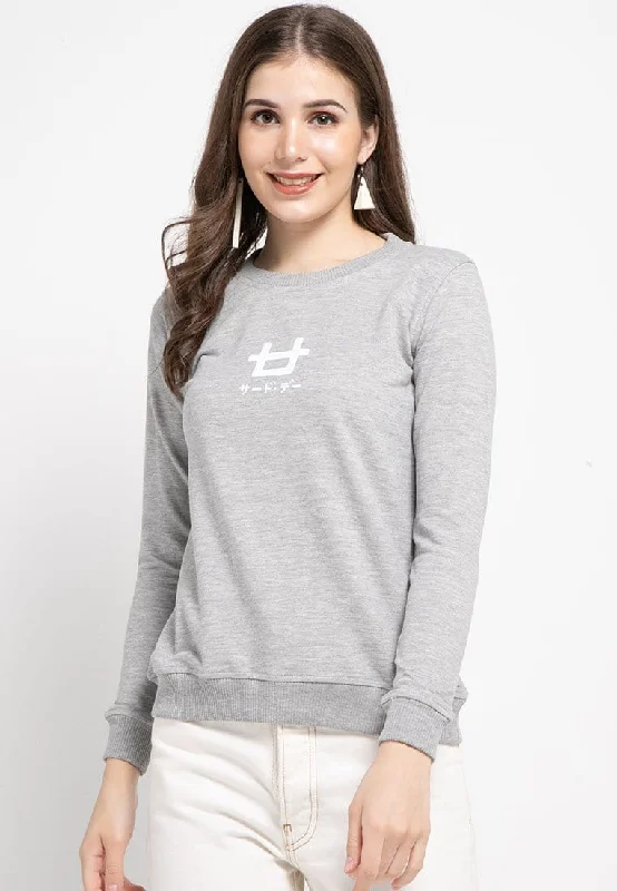 LO007 Thirdday sweater casual wanita dateng logo abu Spandex Blend Rayon Blend Denim Blend LO007 Thirdday sweater casual wanita dateng logo abu Spandex Blend Rayon Blend Denim Blend