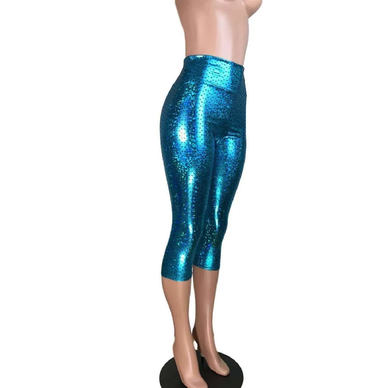 SALE - SMALL Turquoise Mermaid Cropped Capri Leggings Stylish Stretch Print Leggings SALE - SMALL Turquoise Mermaid Cropped Capri Leggings Stylish Stretch Print Leggings