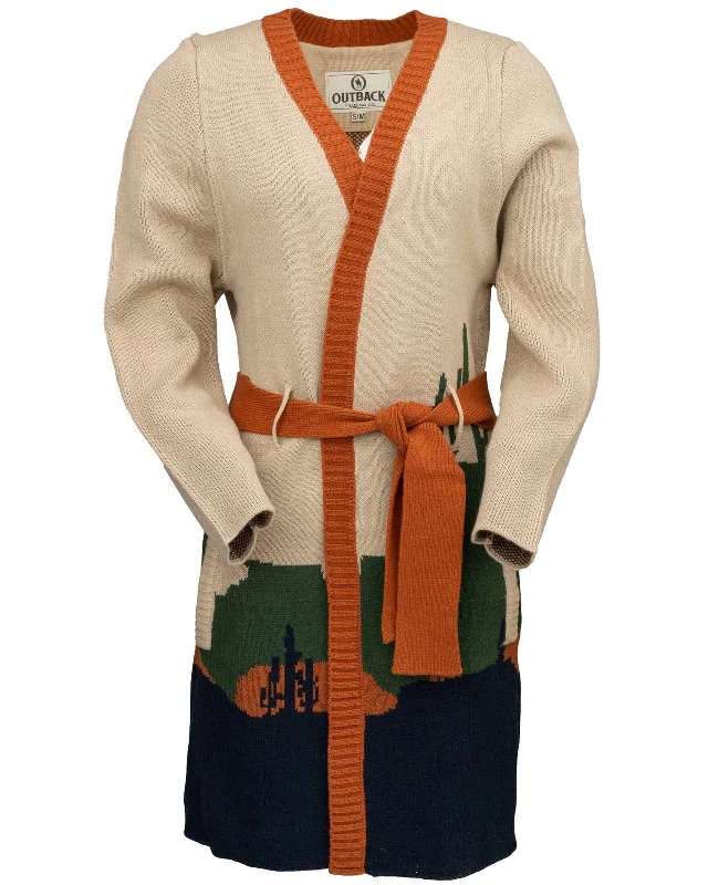 Women's Natasha Sweater Duster Coat - Tan Southwest Scene Polka Dot Checkered Tartan Women's Natasha Sweater Duster Coat - Tan Southwest Scene Polka Dot Checkered Tartan