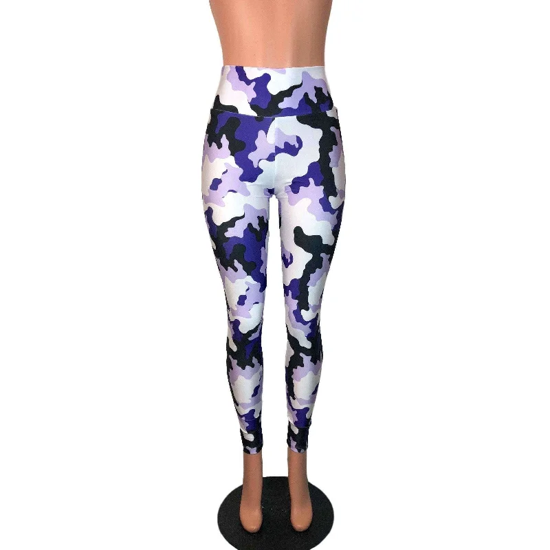 SALE - Purple, White & Black Camo Camouflage High Waist Leggings Pants Elegant Animal Print Leggings SALE - Purple, White & Black Camo Camouflage High Waist Leggings Pants Elegant Animal Print Leggings