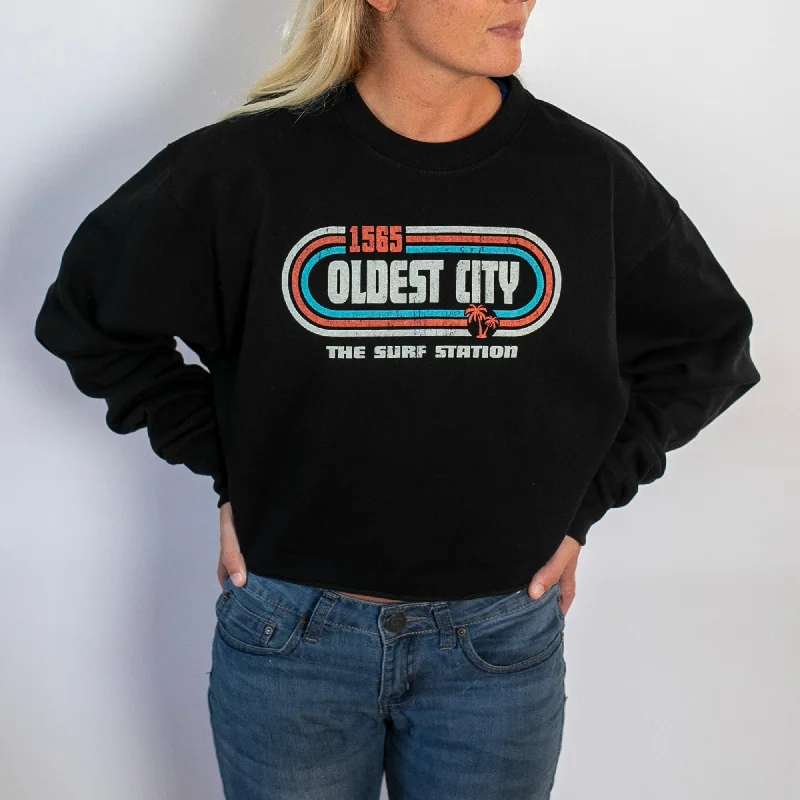 Surf Station 1565 Women's L/S Cropped Sweater - Black Cashmere Blend Cotton Blend Poly Blend Surf Station 1565 Women's L/S Cropped Sweater - Black Cashmere Blend Cotton Blend Poly Blend