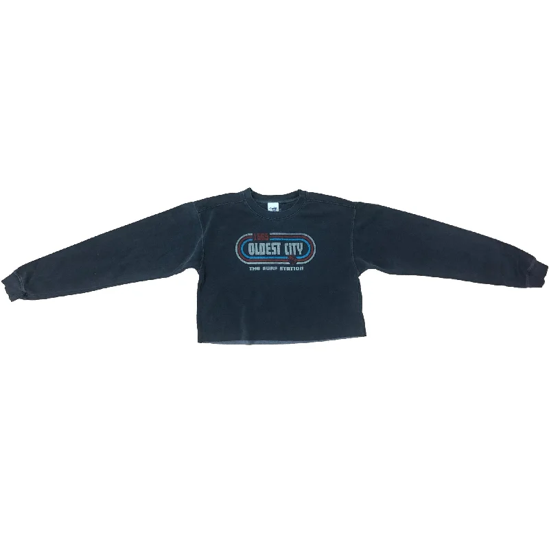 Surf Station 1565 Women's L/S Cropped Sweater - Charcoal Welt Pockets Slit Pockets Flap Pockets Surf Station 1565 Women's L/S Cropped Sweater - Charcoal Welt Pockets Slit Pockets Flap Pockets