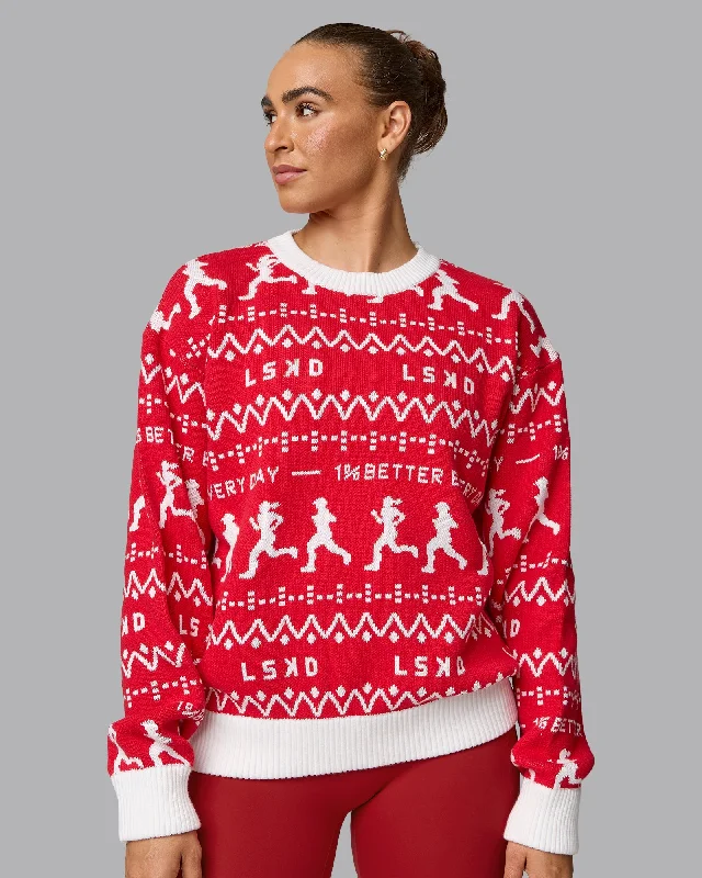 LSKD Christmas Knit Sweater - Cherry Red-Ivory Chenille Fabric Brocade Fabric Lace Fabric LSKD Christmas Knit Sweater - Cherry Red-Ivory Chenille Fabric Brocade Fabric Lace Fabric