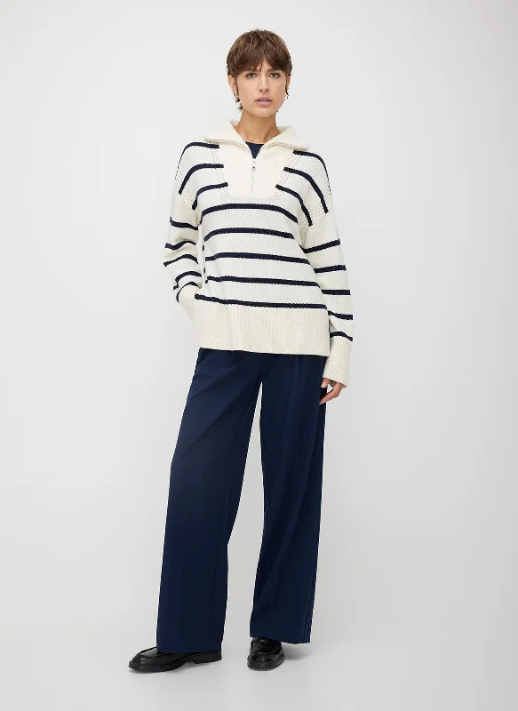 Apres 1/4 Zip Merino Sweater Striped Satin Fabric Silk Fabric Chiffon Fabric
