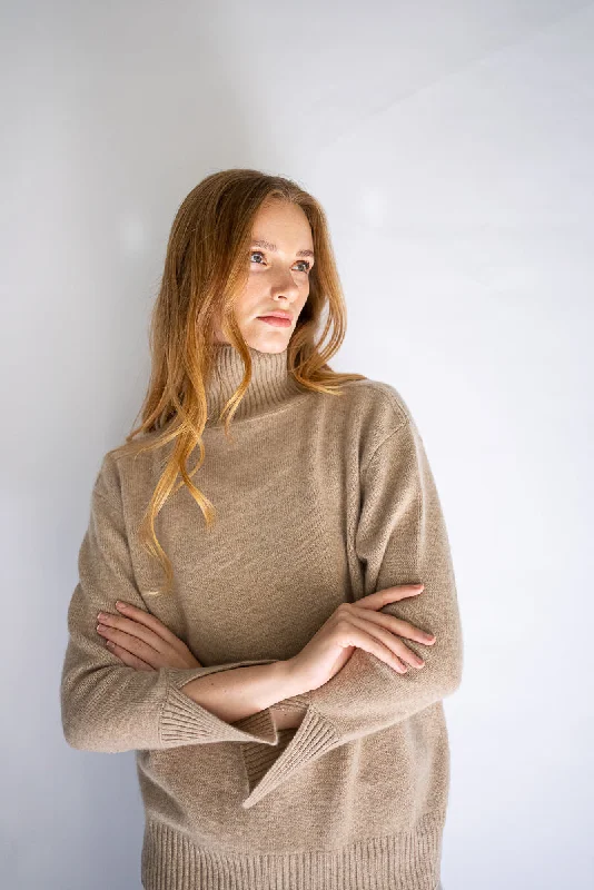 Belgravia Cashmere Sweater - Beige Handmade Hand-knitted Hand-woven