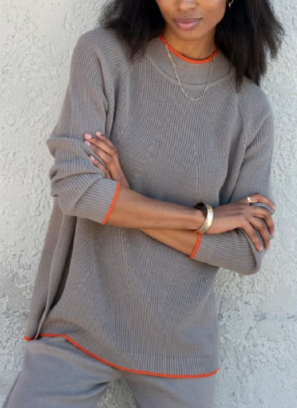 Camden Mockneck Sweater in Hazelnut & Orange Layered Multi-layer Single Layer