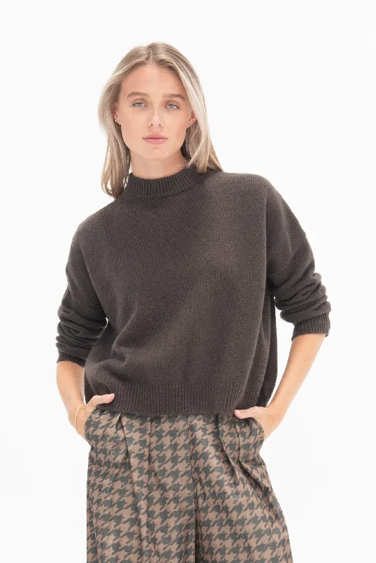 Cameron Sweater, Military Brown Stretchy Elastic Breathable