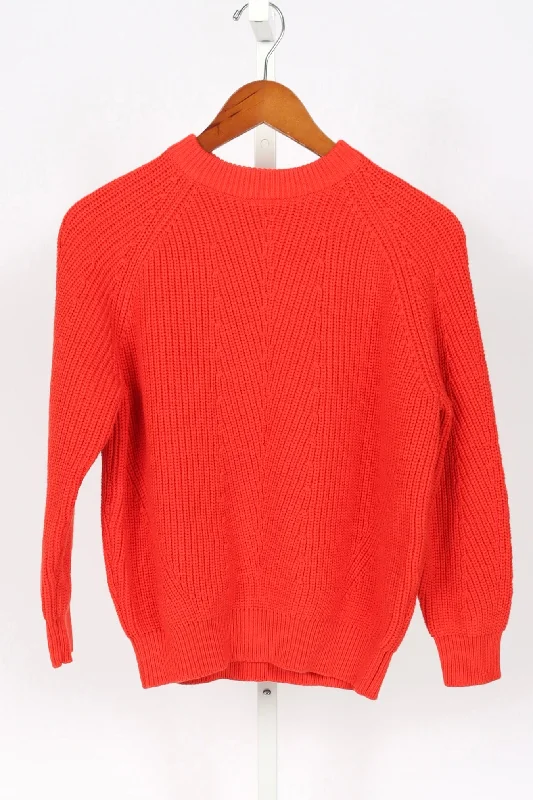 Chelsea Organic Cotton Sweater - Vermillion Embroidered Appliqued Beaded