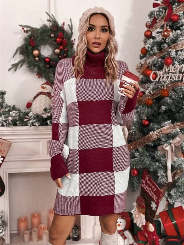 Christmas turtleneck loose sweater dress Modern Contemporary Chic