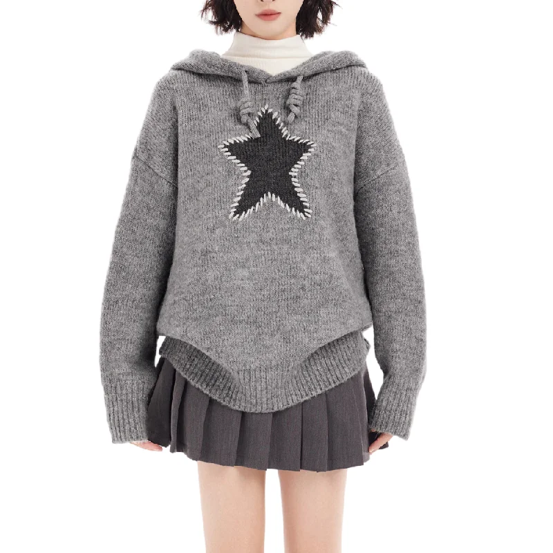 Women's Solid Star Hooded Sweater Anti-Pilling Anti-Shrink Durable