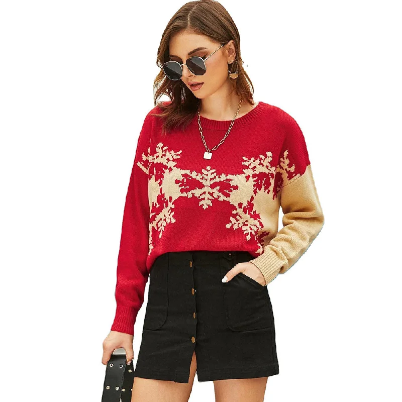 Christmas sweater Casual Fit Knitted Yarn Christmas Holiday women Sweaters Striped Floral Plaid