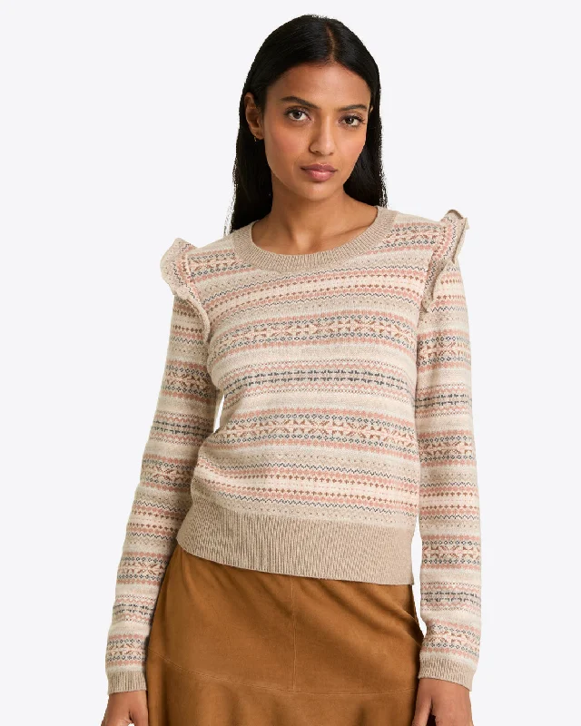 Fairisle Flutter Sleeve Sweater Terry Terry Cloth Terry Knit