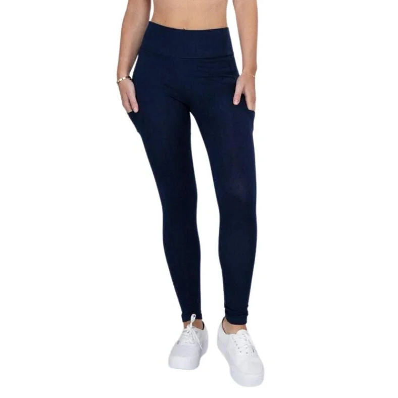 High Waist Navy Leggings with Pockets Stylish Lightweight Leggings