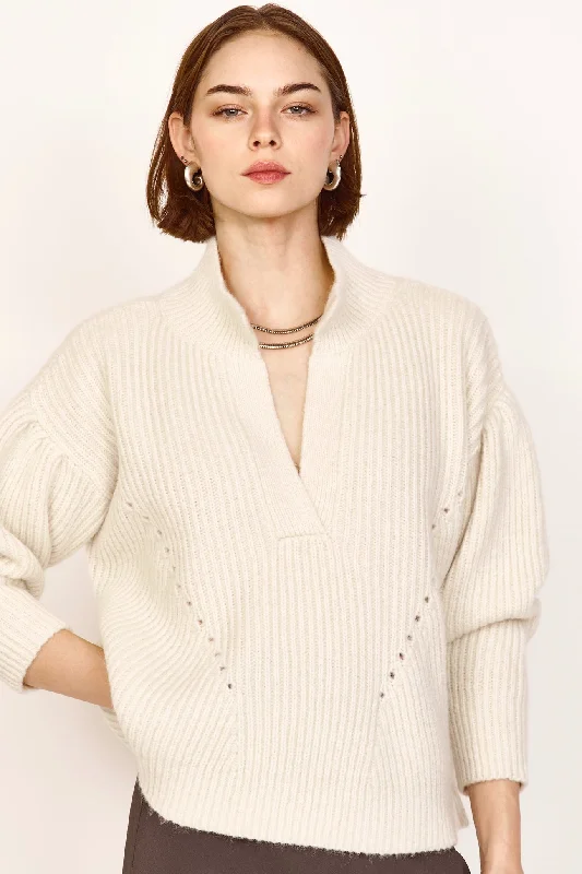 Jackson Sweater in Ivory Mesh Sweater Canvas Denim