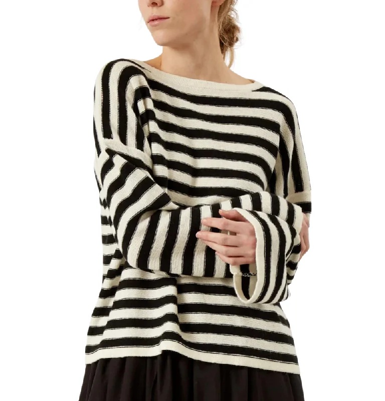 Lainey Sweater in Ivory/Blk Sweater Knitwear Pullover