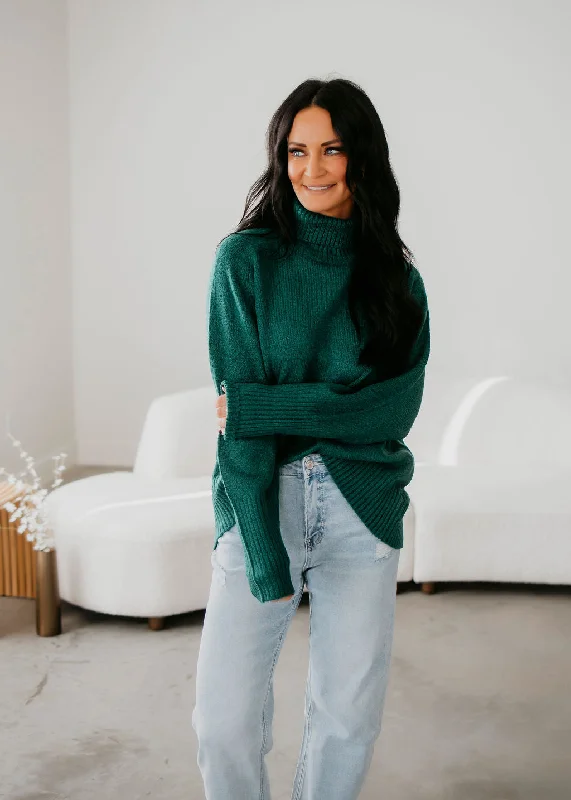 Neve Knit Turtleneck Sweater Front Pockets Side Pockets Patch Pockets