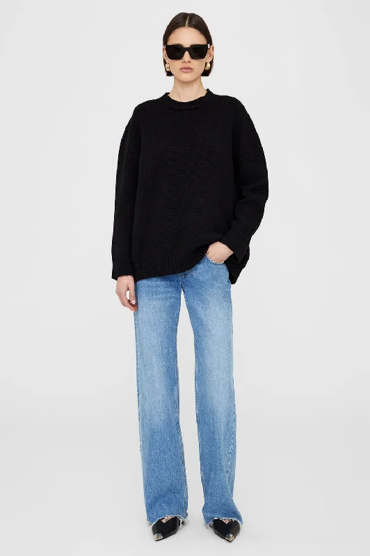 Rosie Sweater - Black Chenille Blend Fleece Blend Nylon Blend