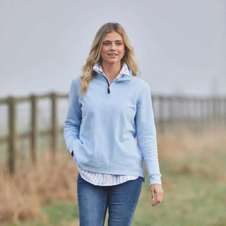 Schoffel Ladies Appletree Bay Sweater 1/4 Zip - Sky Blue Oversized Loose Flowy