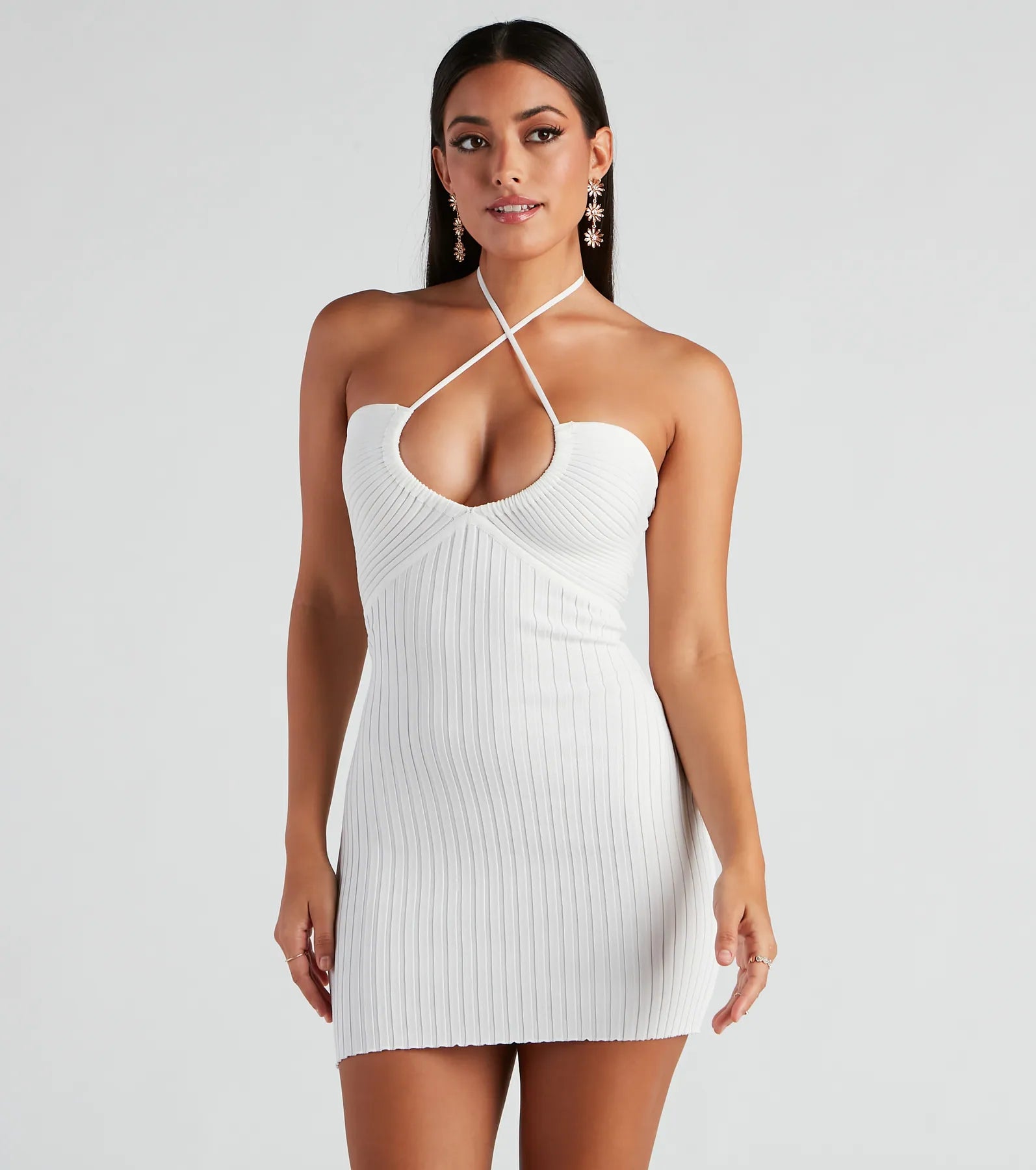 Take A Trip Sweater Halter Dress Welt Pockets Slit Pockets Flap Pockets
