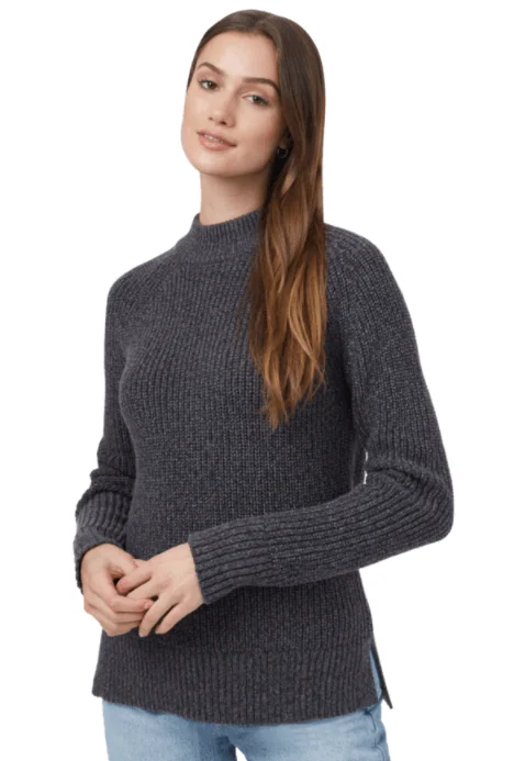 TENTREE Highline Wool Crewneck Sweater Women's Jet Black/Eiffel Tower Grey Marled Transparent Opaque Sheer