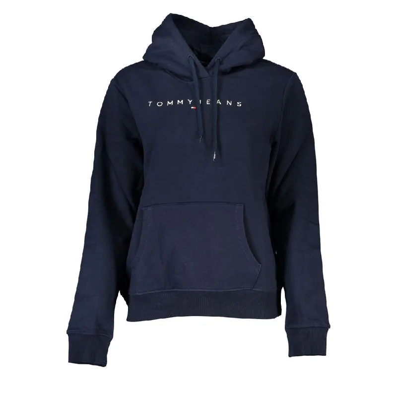 Tommy Hilfiger Blue Cotton Women Sweater Hooded Caped Shawl Collar
