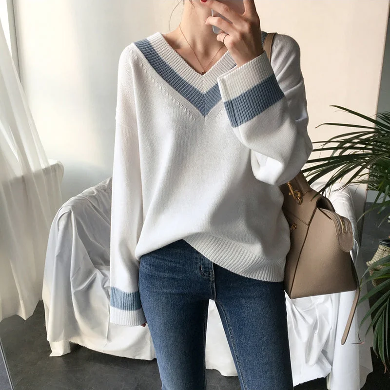 V neck Women Sweater Casual Winter Long Satin Fabric Silk Fabric Chiffon Fabric