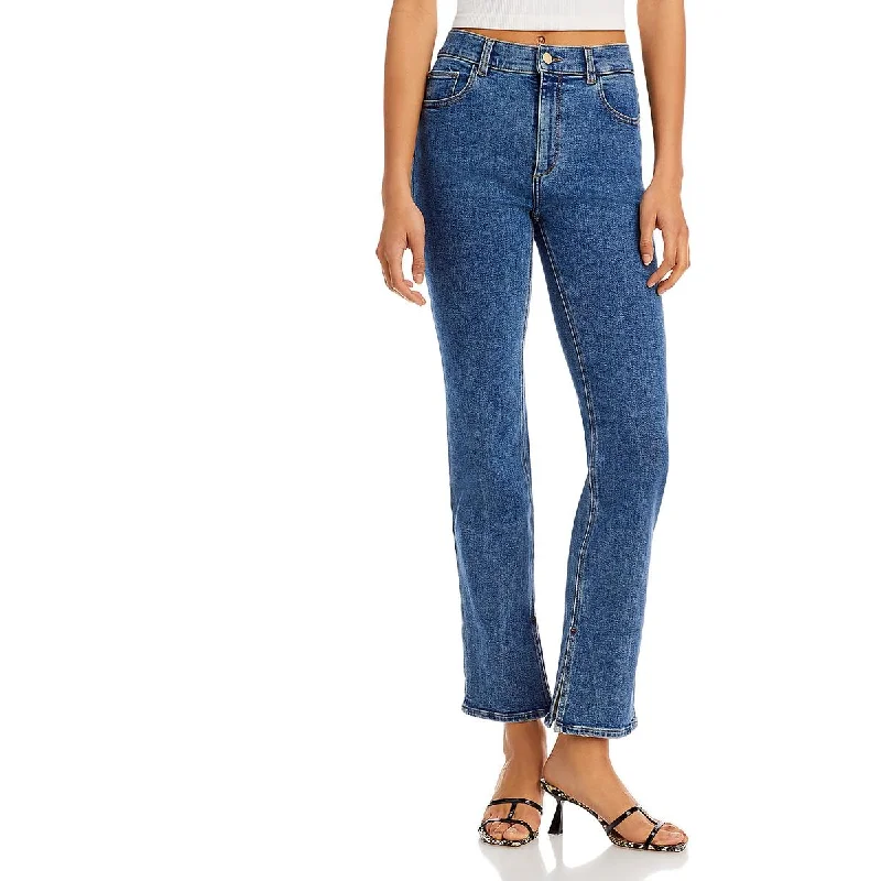 Patti Womens Pocket High Rise Straight Leg Jeans Cozy Relaxed Fit Denim Jeans