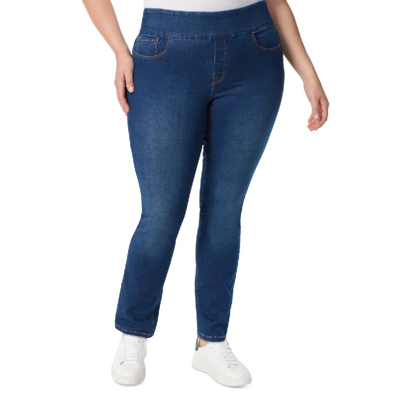 Gloria Vanderbilt Womens Plus Mid-Rise Pull On Straight Leg Jeans Casual Loose Fit Jeans Gloria Vanderbilt Womens Plus Mid-Rise Pull On Straight Leg Jeans Casual Loose Fit Jeans