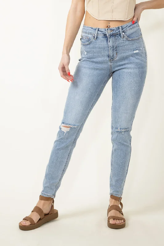 Judy Blue Mid Rise Distressed Skinny Jeans for Women | 88797-LT Stylish Acid-Wash Jeans Judy Blue Mid Rise Distressed Skinny Jeans for Women | 88797-LT Stylish Acid-Wash Jeans