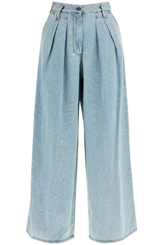 Wide Leg Pamplona Jeans  - Blue Cozy Relaxed Fit Denim Jeans