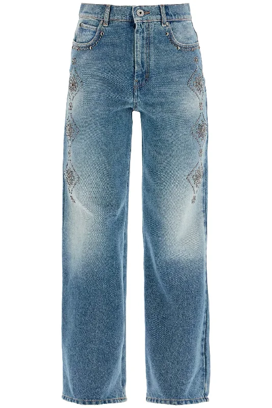 'gatti' Jeans With Embroidered  - Light Blue Stylish High-Waist Skinny Denim