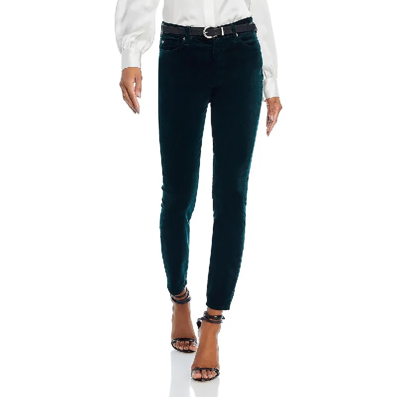 Womens Velvet High Rise Skinny Jeans Stylish High-Waisted Denim