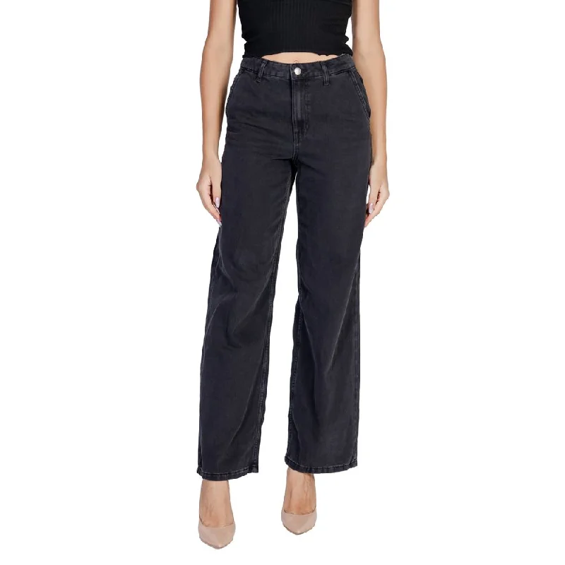 Black Cotton Jeans & Pant Comfortable Drawstring Waist Jeans