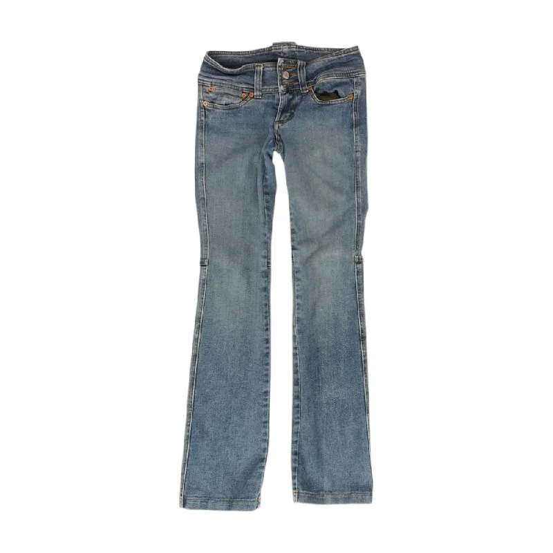 Blue Solid Regular Jeans Chic Rip-Detail High-Waist Jeans