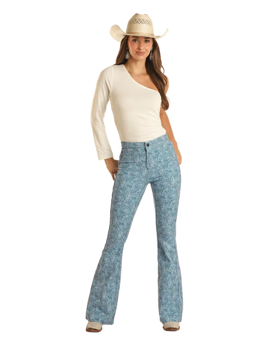 Women's Rock & Roll Cowgirl High Rise Flare Jeans #BW6PD03528 Chic Vintage-Inspired Denim Jeans