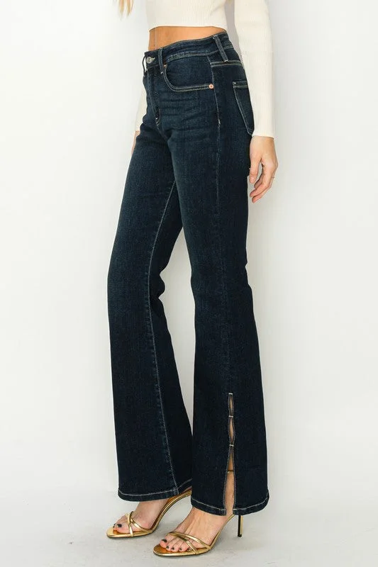 HIGH RISE FLARE JEANS Comfortable Drawstring Waist Jeans