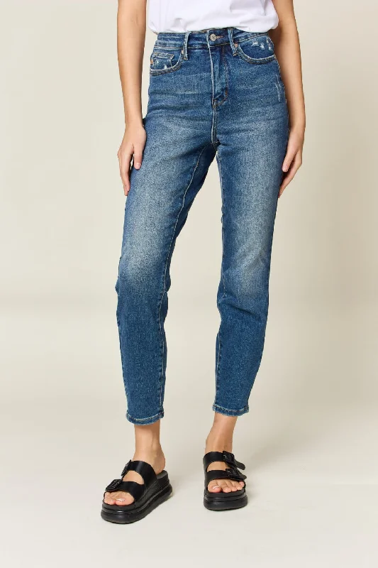 Judy Blue Katy Tummy Control High-Rise Slim Jeans Comfortable Boyfriend Jeans